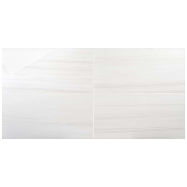 Minera Dolomite Warm White 24x48 Marble Look Polished Porcelain Tile