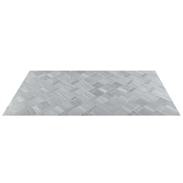 Enver Gray Polished Marble and Brass Mosaic Tile
