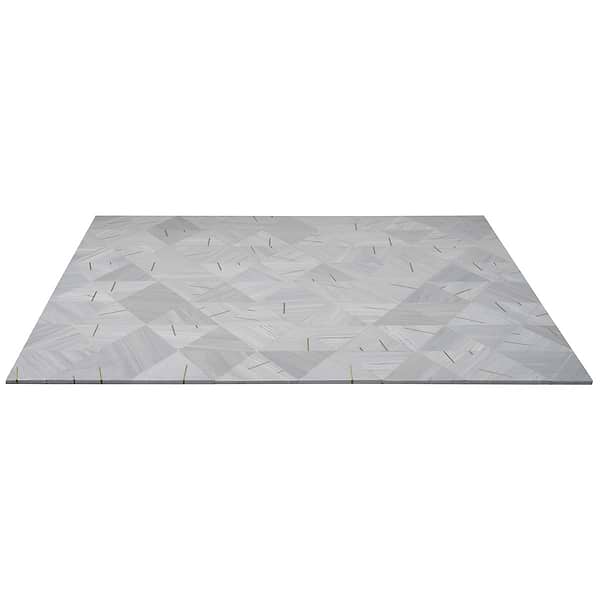 Ravi Gray Polished Marble and Brass Mosaic Tile