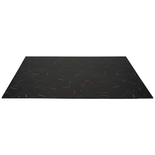 Ravi Nero Polished Marble and Brass 7x7 Mosaic Tile