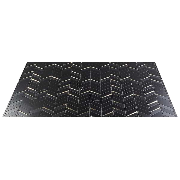 Kasol Portoro Black 2x4 Marble and Mirrored Glass Polished Mosaic Tile