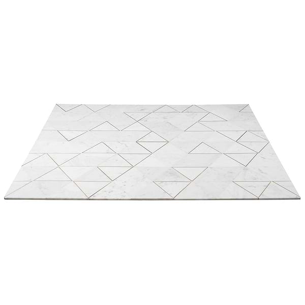 Verin Carrara Polished Marble and Brass 6x6 Mosaic Tile