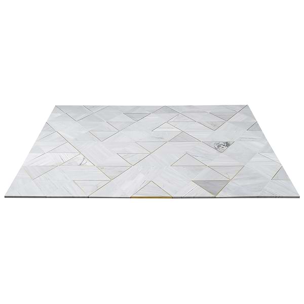 Verin Gray Polished Marble and Brass 6x6 Mosaic Tile