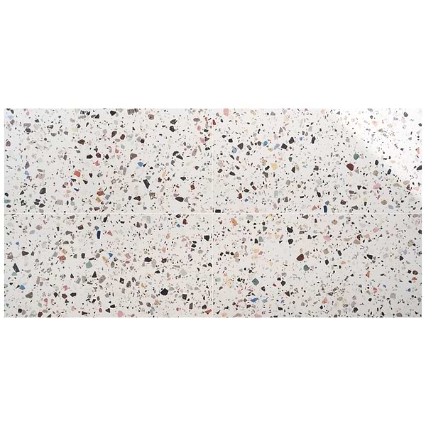 Bejeweled White Multicolor 24x48 Terrazzo Look Polished Porcelain Tile