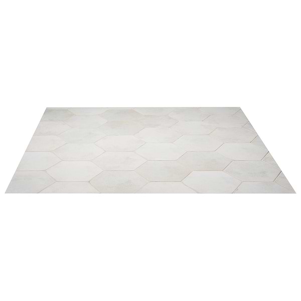 Kalay White 9" Hexagon Polished Porcelain Tile