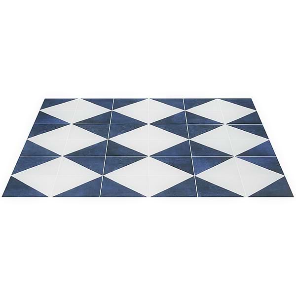 Art Geo Cement Dos Blue by Elizabeth Sutton 8x8 Matte Porcelain Tile: Diamond Pattern