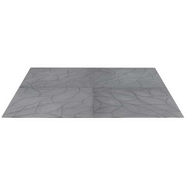 Thalia Charcoal 18x18 3D Carved Rosette Honed Limestone Tile