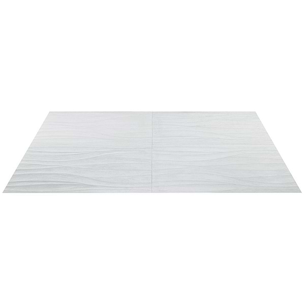 Thalia Blue Gray 18x18 3D Carved Wave Honed Limestone Tile
