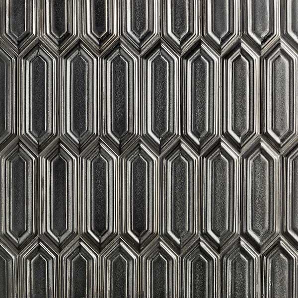 Nabi Picket Metallic Gunmetal Gray 3x9 Matte Glass Mosaic Tile