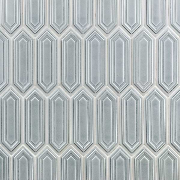 Nabi Picket Arctic Blue 3x9 Crackled Glossy Glass Mosaic Tile