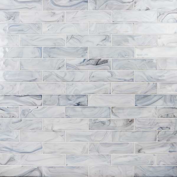Alisa Night Black & White 3x12 Polished Subway Glass Tile