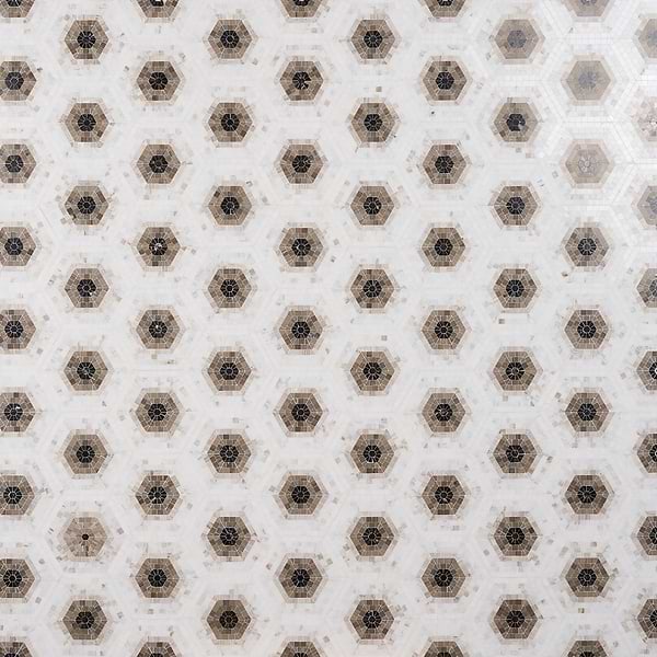 Ako Saint Laurent Brown 6" Hexagon Marble Micro Mosaic Tile