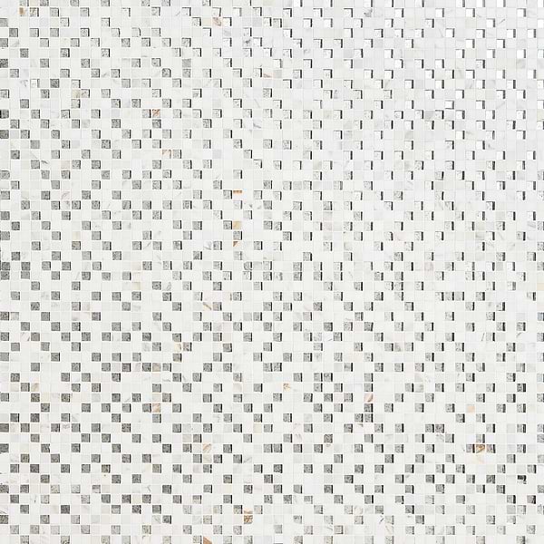 Kelli Ellis Soli White 1x1 Marble & Mirror Polished Mosaic Tile