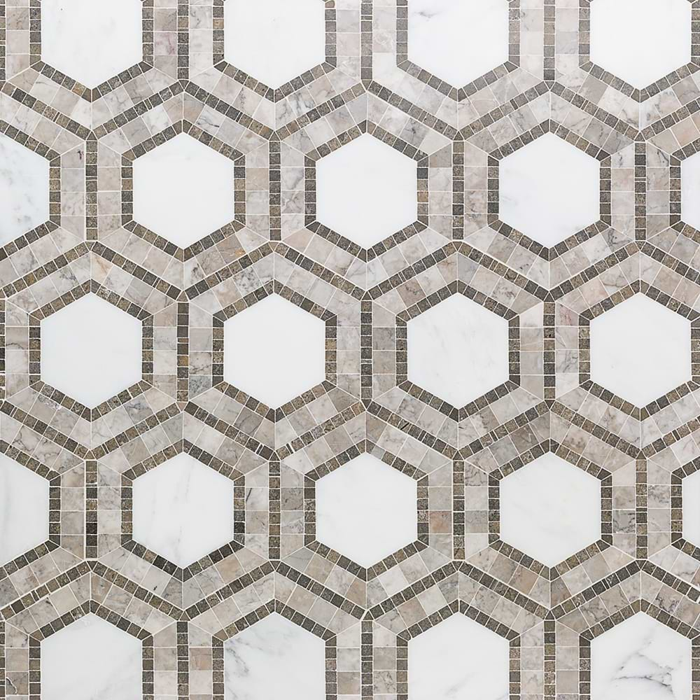 Nova Andromeda 6" Hexagon Marble Polished Mosaic Tile