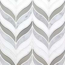 Silent Storm White Polished Marble & Glass Tile