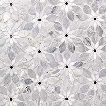 Wildflower Bardiglio and Bianco Carrara Polished Marble Mosaic Tile