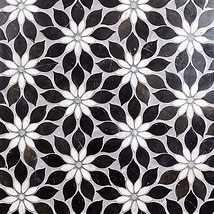 Wildflower Black Jade and Calacatta Marble Polished Mosaic Tile