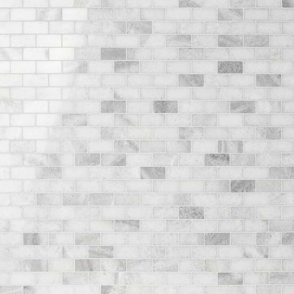 Biarritz White 1x2 Polished Marble Mosaic
