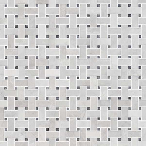 Ice Gray 1x2 Honed Marble Basketweave Mosaic