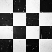 Alterno Black Silk and Bianco Carrara White 12x12 Honed Marble Checkerboard Tile