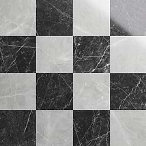 Fortunato Amani Gray and Nero Marquina Black 12x12 Polished Porcelain Checkerboard Tile