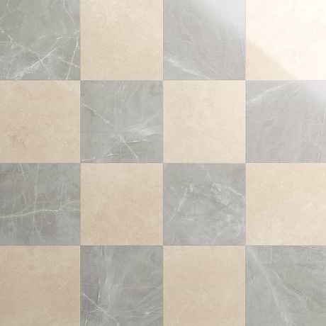 Fortunato Marfil Beige and Amani Gray 12x12 Polished Porcelain Checkerboard Tile