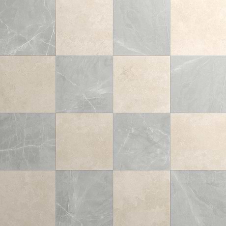 Fortunato Marfil Beige and Amani Gray 12x12 Matte Porcelain Checkerboard Tile