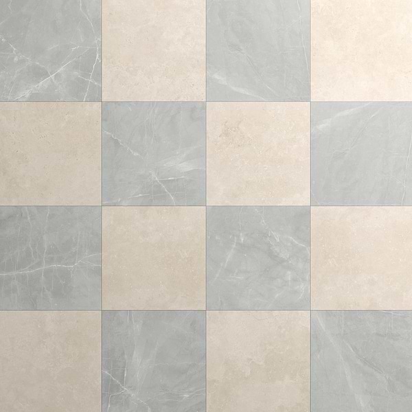 Fortunato Marfil Beige and Amani Gray 12x12 Matte Porcelain Checkerboard Tile