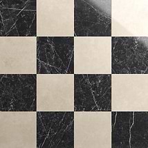Fortunato Marfil Beige and Nero Marquina Black 12x12 Polished Porcelain Checkerboard Tile