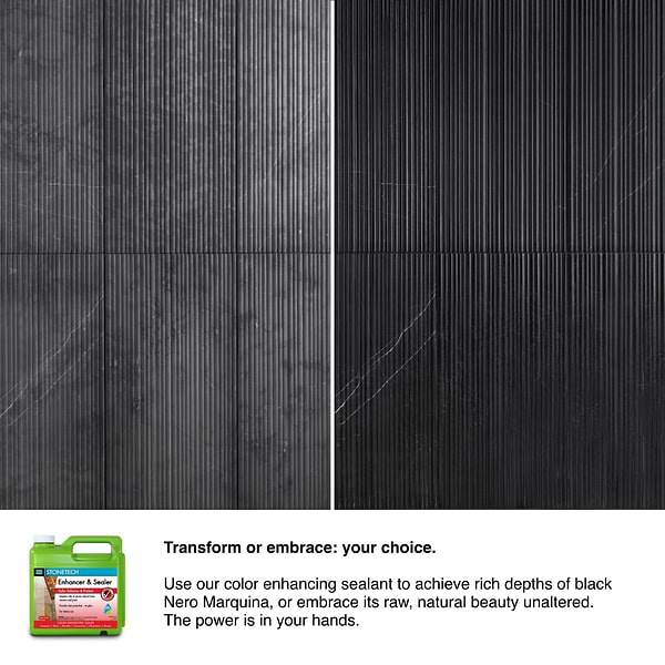 Waves Nero Marquina Black 12x24 Fluted 3D Honed Marble Tile