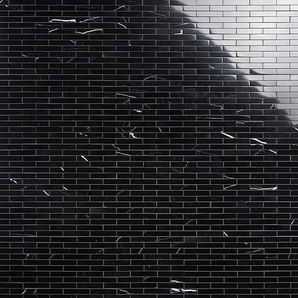 Nero Marquina 1x4 Piano Brick Polished Marble Mosaic Tile