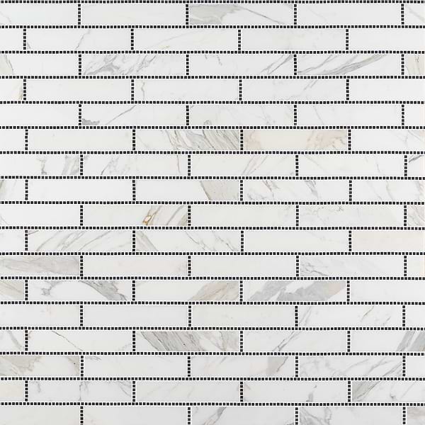 New Palm Beach by Krista Watterworth Brick White 3x12" Polished Marble Mosaic
