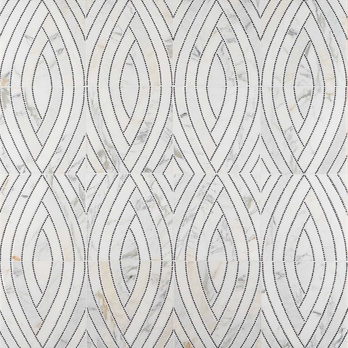 New Palm Beach by Krista Watterworth Leaf White Polished Marble Mosaic