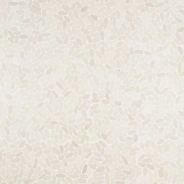 Nature White Flat Oval Pebble Mosaic