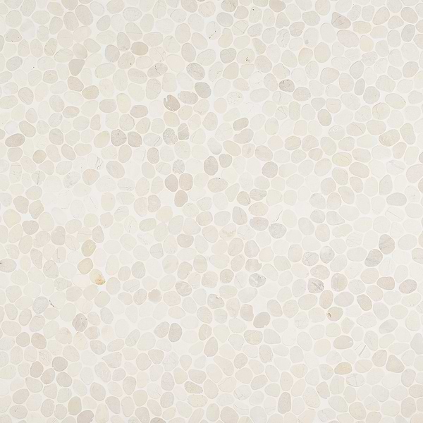 Nature White Round Pebble Mosaic 