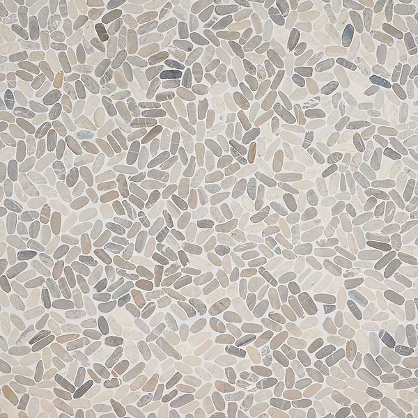 Nature Gray Flat Oval Pebble Mosaic 