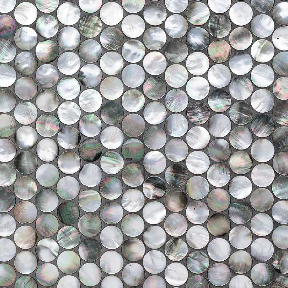 Deep Sea Black Pearl Penny Round Polished Mosaic Tile