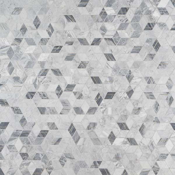 Morgana Bardiglio Polished Marble and Brass Mosaic Tile