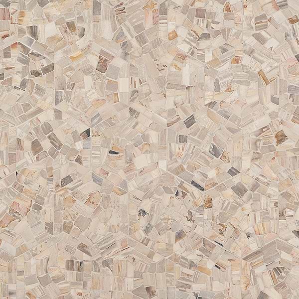 Fossil 10" Hexagon Petrified Stone Mosaic