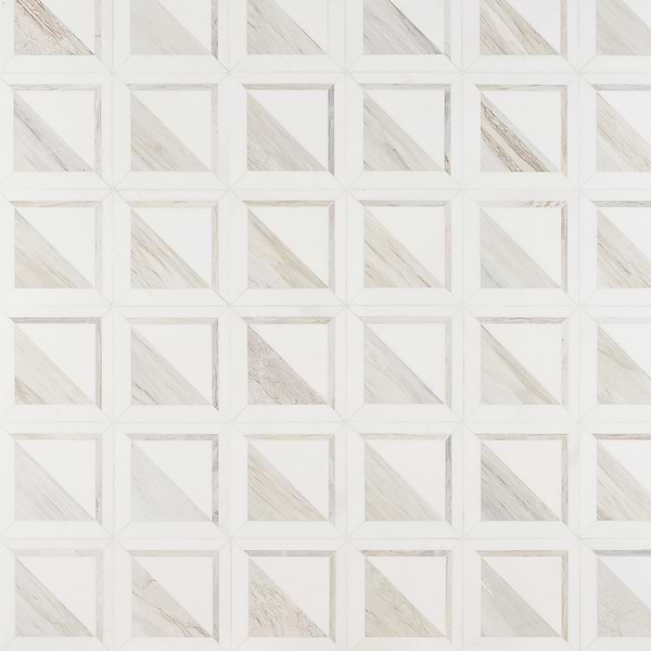 GeoMarble Lados Thassos Sabbia Polished Marble Mosaic Tile