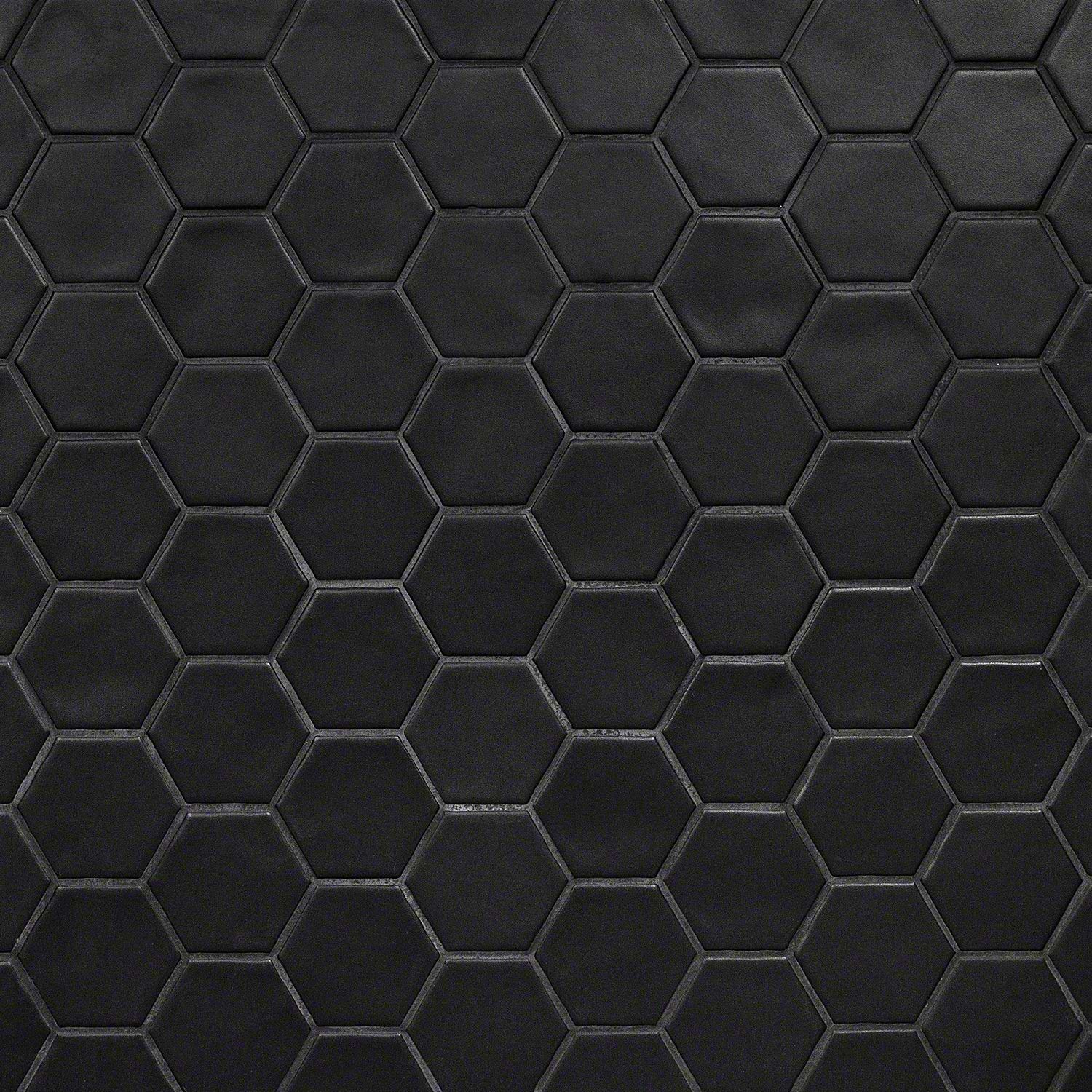 Meadowmere Black 3" Hexagon Matte Ceramic Tile