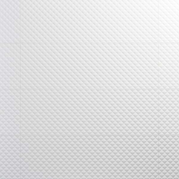 Reverb Pillowed White 12x36 3D Glossy Ceramic Tile