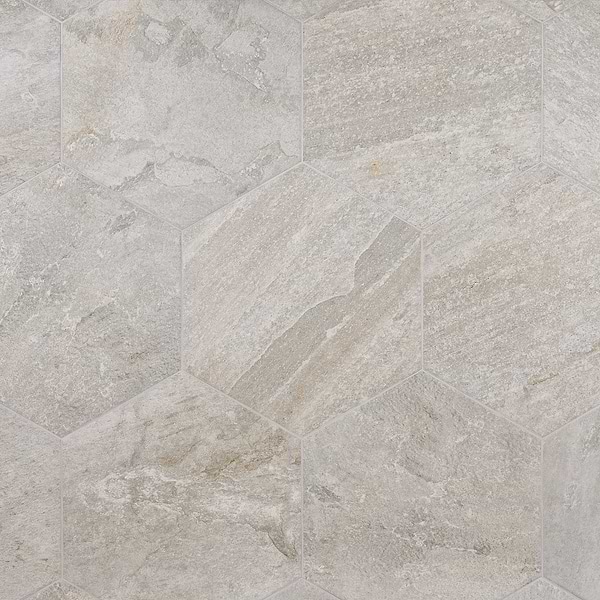 Shala Smoke White 20" Hexagon Matte Porcelain Tile