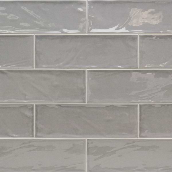 Santa Monica Gray 4X12 Polished Ceramic Subway Tile in Gray, View 1