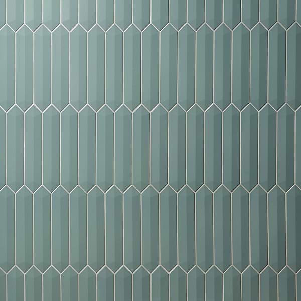 Kent Jade Green 3D 3x12 Contour Picket Polished Ceramic Wall Tile