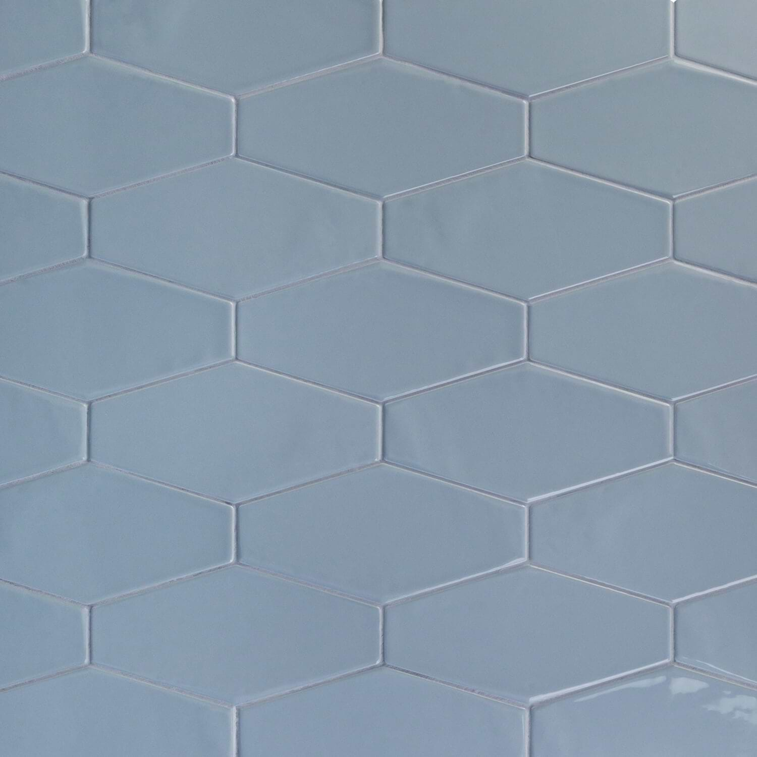 Manchester Dew Blue 4x8 Hexagon Glazed Ceramic Wall Tile