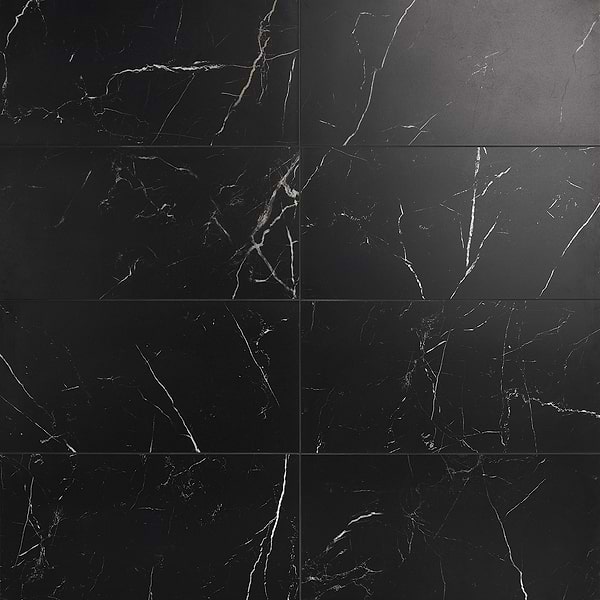 Marble Tech Port Laurent 12x24 Matte Nero Marquina Look Porcelain Tile