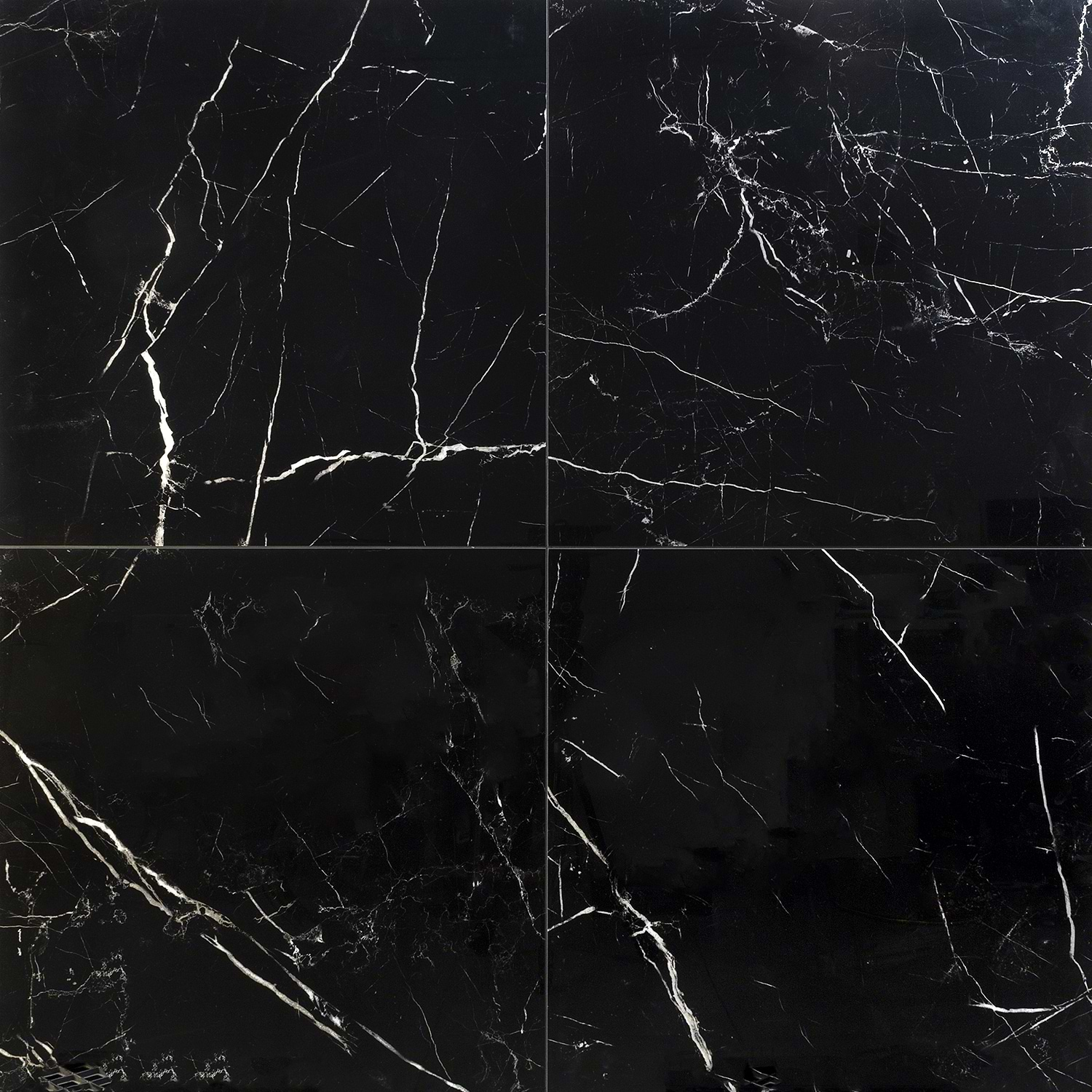 Marble Tech Port Laurent 24x24 Polished Nero Marquina Look Porcelain Tile