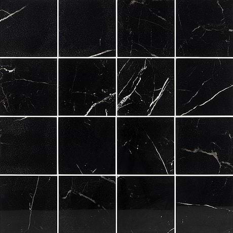 Marble Tech Port Laurent 6x6 Polished Nero Marquina Look Porcelain Tile