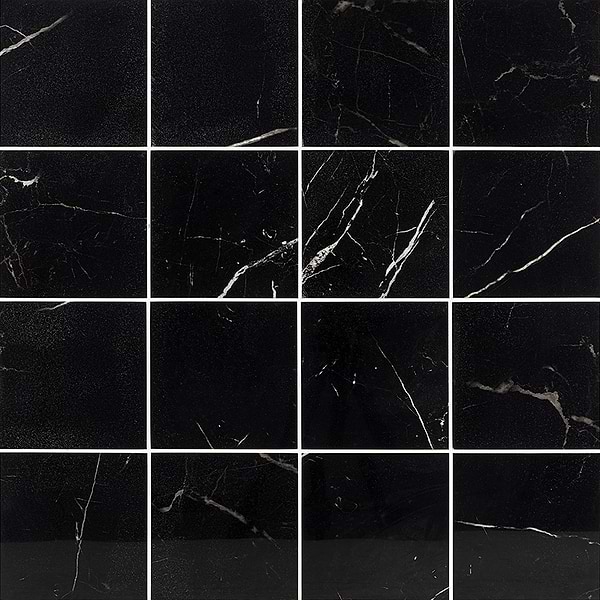 Marble Tech Port Laurent 6x6 Polished Nero Marquina Look Porcelain Tile